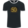 50th Birthday Neon Lights 50 Year Old Mens Ringer T-Shirt FotL Black/White