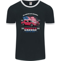 Own the Road USA Muscle Car American Flag Mens Ringer T-Shirt FotL Black/White