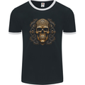 Embossed Golden Skull Mens Ringer T-Shirt FotL Black/White