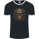 Embossed Golden Skull Mens Ringer T-Shirt FotL Black/White