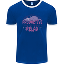 Funny Relaxing Sloth Mens Ringer T-Shirt Royal Blue/White