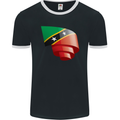Curled Saint Kitts and Nevis Flag Day Football Mens Ringer T-Shirt FotL Black/White