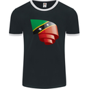 Curled Saint Kitts and Nevis Flag Day Football Mens Ringer T-Shirt FotL Black/White