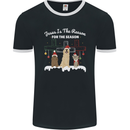 Jesus is the Reason Christmas Dogs Xmas Christian Mens Ringer T-Shirt FotL Black/White
