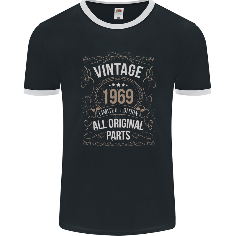 54th Birthday Limited Edition 1969 Mens Ringer T-Shirt FotL Black/White