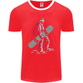 A Snowboarding Figure Snowboarder Mens Ringer T-Shirt FotL Red/White