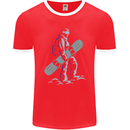 A Snowboarding Figure Snowboarder Mens Ringer T-Shirt FotL Red/White