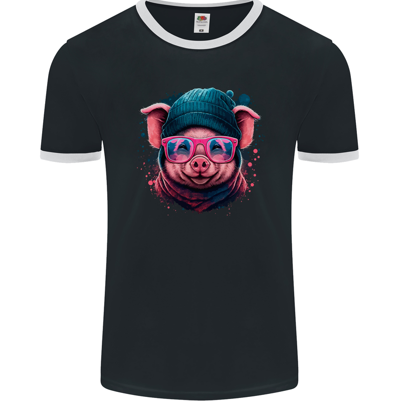 A Cool Pig Mens Ringer T-Shirt FotL Black/White