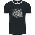 A Dragon & Book Mens Ringer T-Shirt FotL Black/White