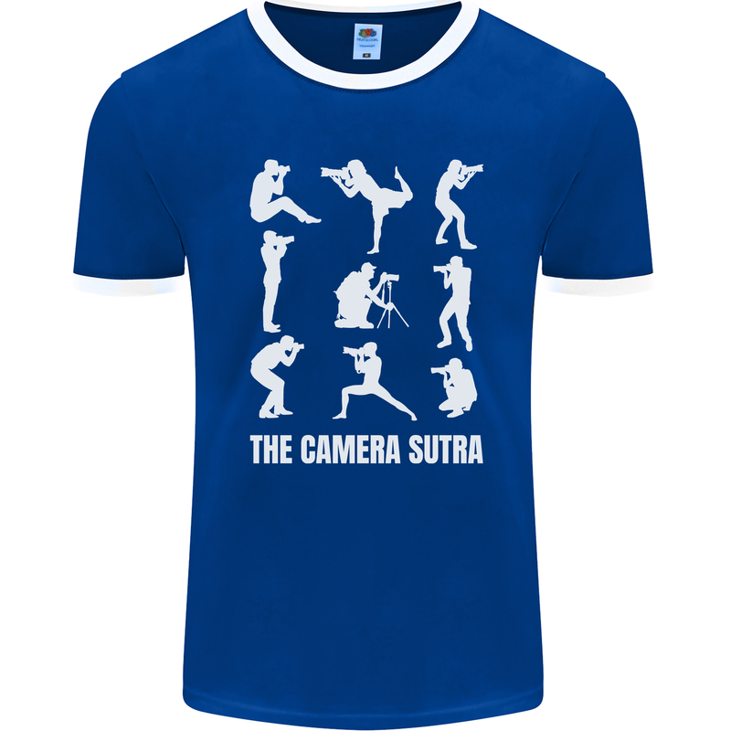 Camera Sutra Funny Photography Photographer Mens Ringer T-Shirt FotL Royal Blue/White