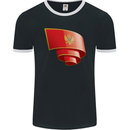 Curled Montenegro Flag Montenegrin Day Football Mens Ringer T-Shirt FotL Black/White
