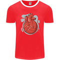 Volleyball Shaped Like a Heart Mens Ringer T-Shirt FotL Red/White