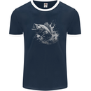 A Carp Fish Mens Ringer T-Shirt FotL Navy Blue/White
