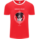 A Decorative Border Collie Mens Ringer T-Shirt FotL Red/White
