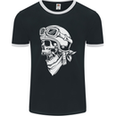 Biker Outlaw Motorbike Motorcycle Skull Mens Ringer T-Shirt FotL Black/White