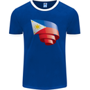 Curled Philippines Flag Philipino Day Football Mens Ringer T-Shirt FotL Royal Blue/White