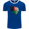 Curled Afghanistan Flag Afghan Day Football Mens Ringer T-Shirt FotL Royal Blue/White