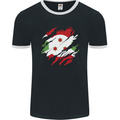 Torn Burundi Flag Burundians Day Football Mens Ringer T-Shirt FotL Black/White