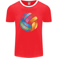 Volleyball Watercolour Mens Ringer T-Shirt FotL Red/White