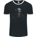 Hardknock Warrior Skull Viking Mens Ringer T-Shirt FotL Black/White
