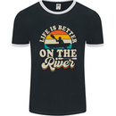 Life is Better on the River Kayak Kayaking Canoe Mens Ringer T-Shirt FotL Black/White