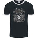 A Fantasy Pirate Skull Mens Ringer T-Shirt FotL Black/White