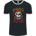 Papa AV Rum Funny Pirate Alcohol Fathers Day Mens Ringer T-Shirt FotL Black/White