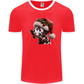 Christmas Dalmatian Dog Wearing a Xmas Hat Mens Ringer T-Shirt FotL Red/White