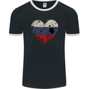 Love Russia Flag Russian Day Football Mens Ringer T-Shirt FotL Black/White