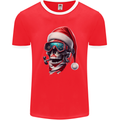 Christmas Scuba Diving Skull Xmas Hat Mens Ringer T-Shirt FotL Red/White