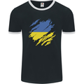 Torn Ukraine Flag Ukrainian Day Football Mens Ringer T-Shirt FotL Black/White