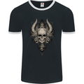 Demonic Skull Triangle Heavy Metal Mens Ringer T-Shirt FotL Black/White