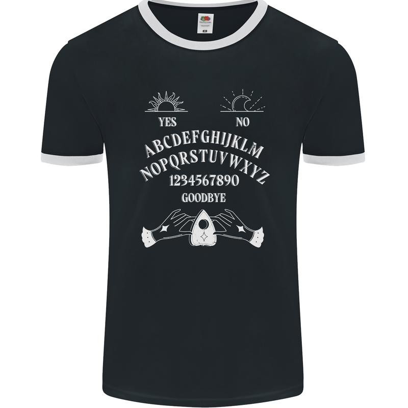 Ouija Board Voodoo Dark Black Magic Mens Ringer T-Shirt FotL Black/White