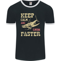 Keep Calm Funny Scuba Diving Shark Diver Swim Mens Ringer T-Shirt FotL Black/White