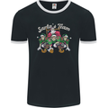 Santa American Football Team Christmas Xmas Mens Ringer T-Shirt FotL Black/White