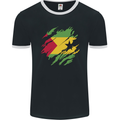 Torn Sao Tome and Principe Flag Day Football Mens Ringer T-Shirt FotL Black/White