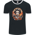Geisha Girl With Flowers Mens Ringer T-Shirt FotL Black/White