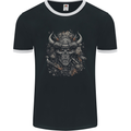 Samurai Skull Fantasy Warrior Bushido Ronin Mens Ringer T-Shirt FotL Black/White
