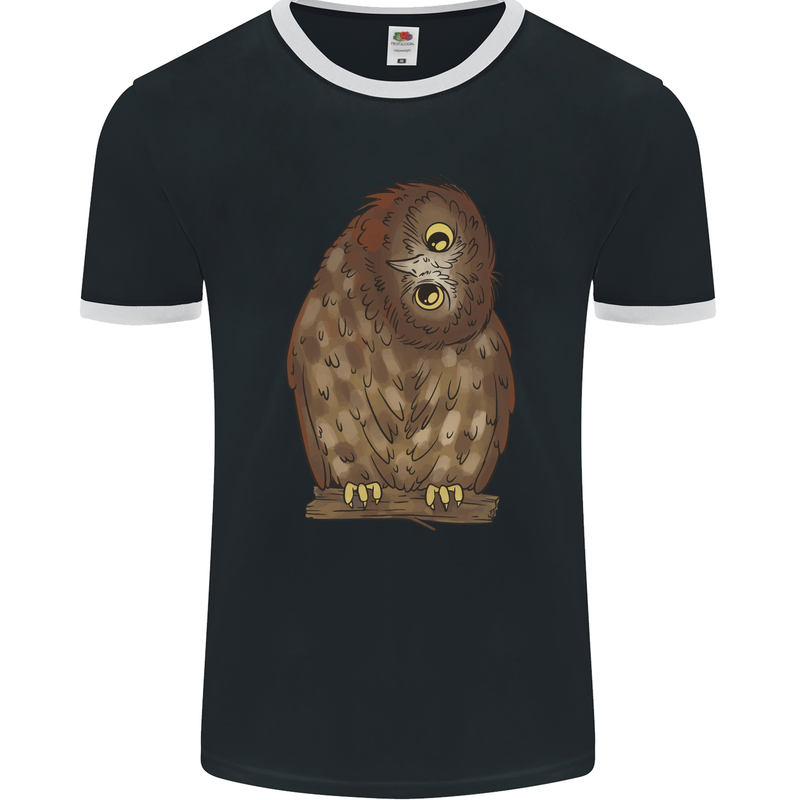 A Funny Owl Mens Ringer T-Shirt FotL Black/White