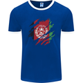 Torn Afghanistan Flag Afghan Day Football Mens Ringer T-Shirt FotL Royal Blue/White