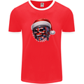 Union Jack Christmas Biker Skull British Flag Mens Ringer T-Shirt FotL Red/White