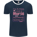 Mom and a Nurse Nothing Scares Me Mothers Day Mens Ringer T-Shirt FotL Navy Blue/White