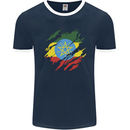 Torn Ethiopia Flag Ethiopian Day Football Mens Ringer T-Shirt FotL Navy Blue/White