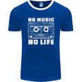 No Music No Life Retro Audio Cassette Mens Ringer T-Shirt FotL Royal Blue/White