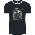 Old Rocker Guitar Player Skull Rock n Roll Music Mens Ringer T-Shirt FotL Black/White