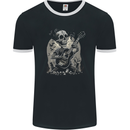 Old Rocker Guitar Player Skull Rock n Roll Music Mens Ringer T-Shirt FotL Black/White