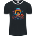 Magic Mushroom Landscape Trippy Mens Ringer T-Shirt FotL Black/White