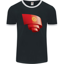 Curled Kyrgyzstan Flag Kyrgyz Day Football Mens Ringer T-Shirt FotL Black/White