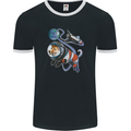 Space Corgi Dog Mens Ringer T-Shirt FotL Black/White