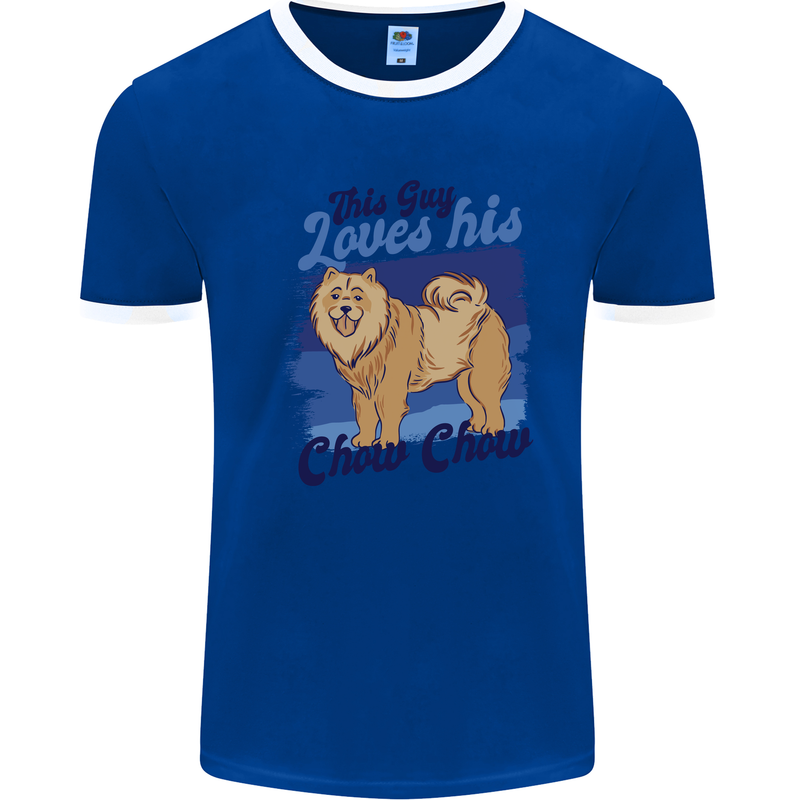 This Guy Loves His Chow Chow Dog Mens Ringer T-Shirt Royal Blue/White